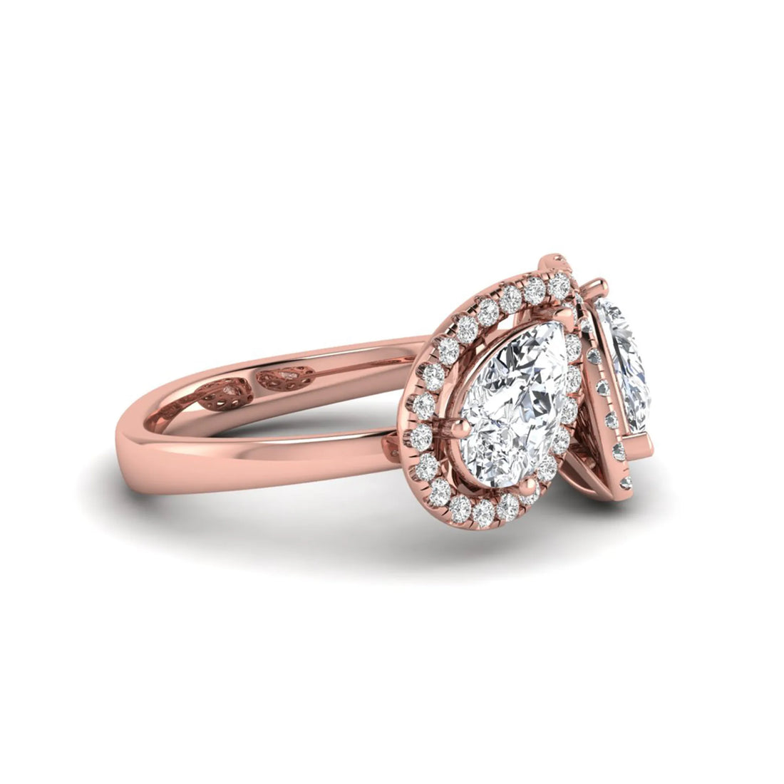 OctaPearl 2 ct Pear Halo Bypass Lab Grown Diamond Open Ring