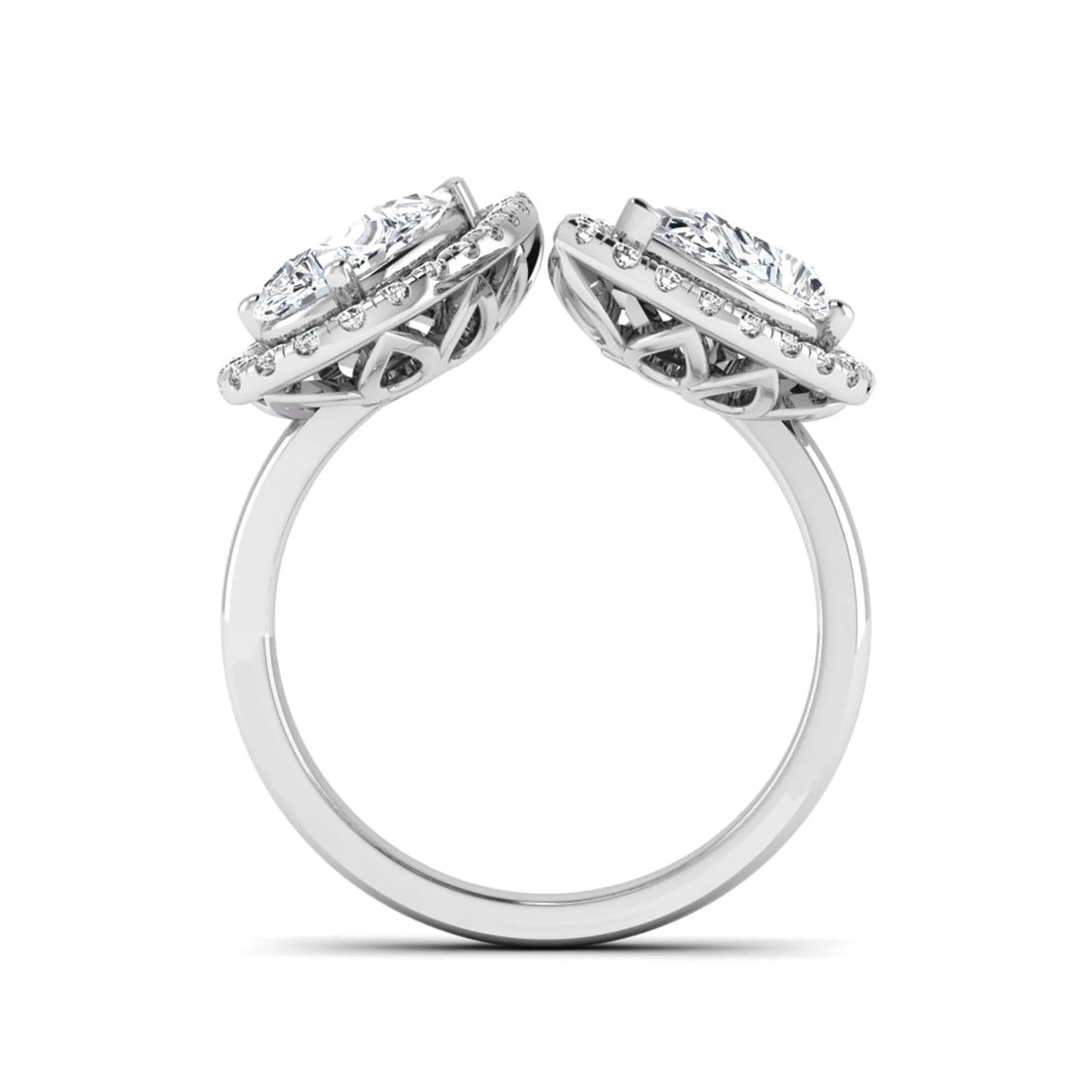 OctaPearl 2 ct Pear Halo Bypass Lab Grown Diamond Open Ring