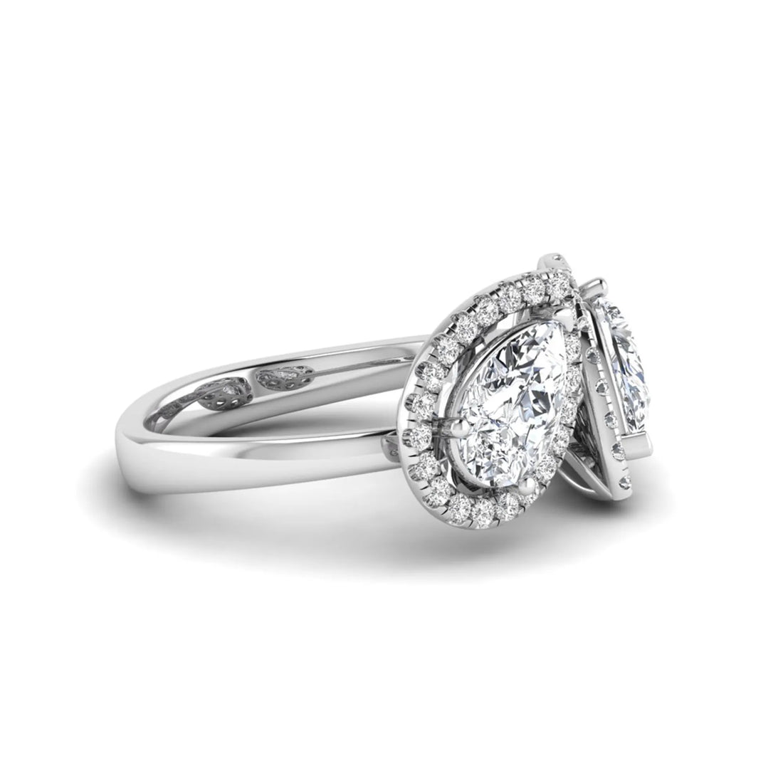 OctaPearl 2 ct Pear Halo Bypass Lab Grown Diamond Open Ring