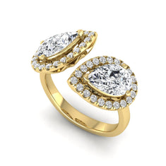 OctaPearl 2 ct Pear Halo Bypass Lab Grown Diamond Open Ring - alternate view