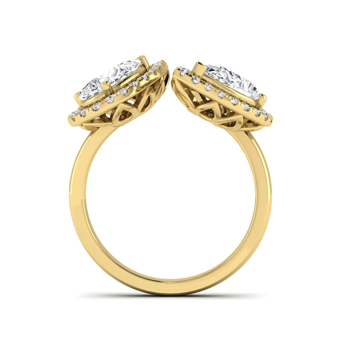 OctaPearl 2 ct Pear Halo Bypass Lab Grown Diamond Open Ring