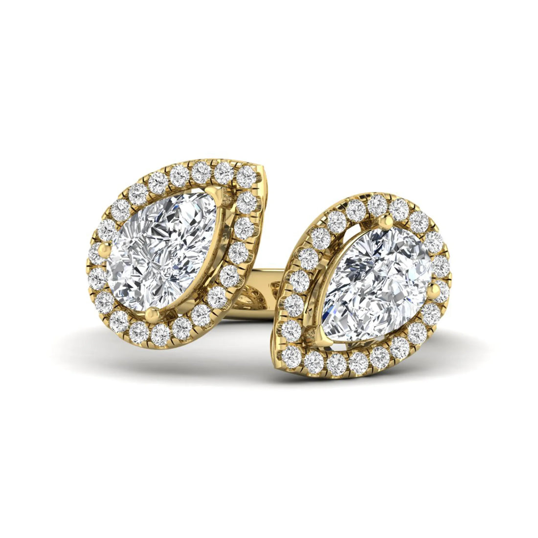 OctaPearl 2 ct Pear Halo Bypass Lab Grown Diamond Open Ring