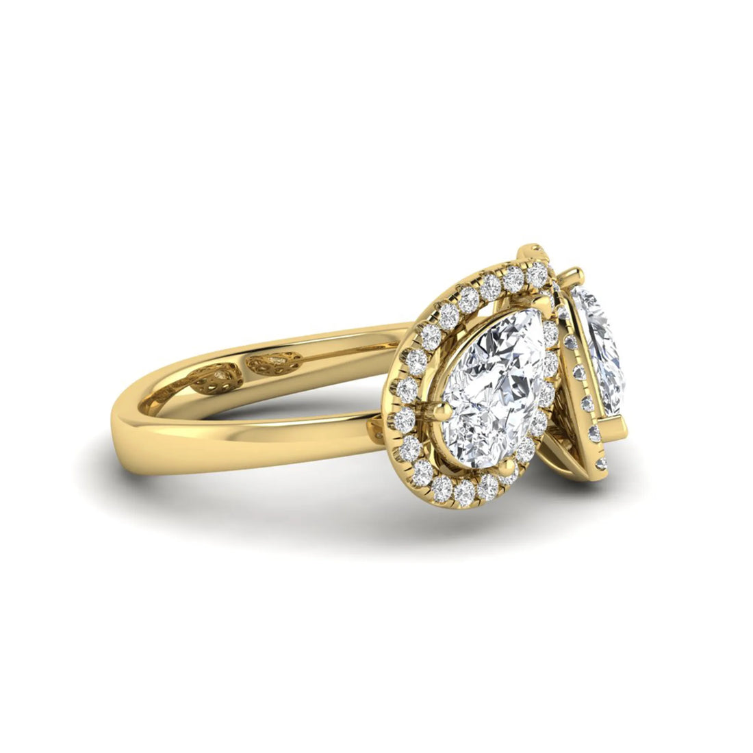 OctaPearl 2 ct Pear Halo Bypass Lab Grown Diamond Open Ring