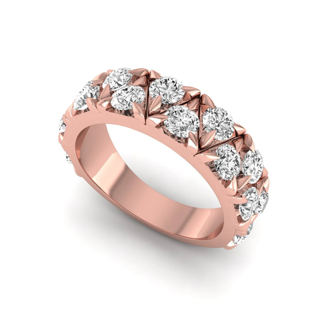 OctaPearl Double Row Stackable Lab Grown Diamond Half Eternity Wedding Band