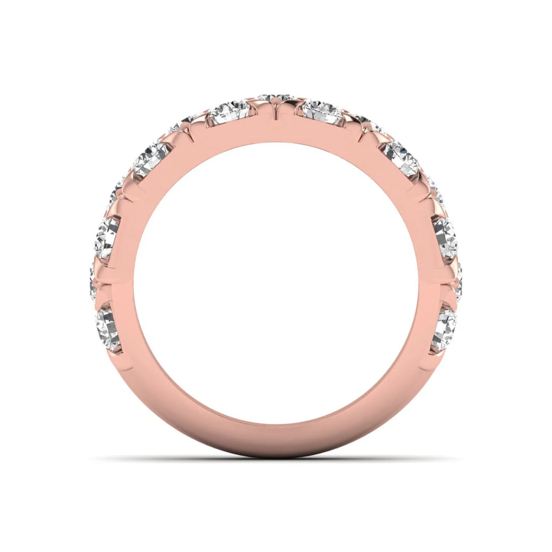 OctaPearl Double Row Stackable Lab Grown Diamond Half Eternity Wedding Band