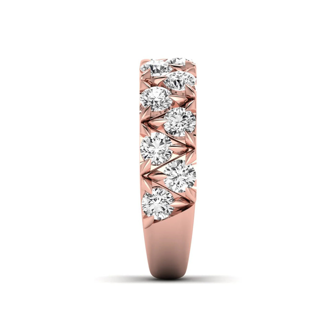 OctaPearl Double Row Stackable Lab Grown Diamond Half Eternity Wedding Band