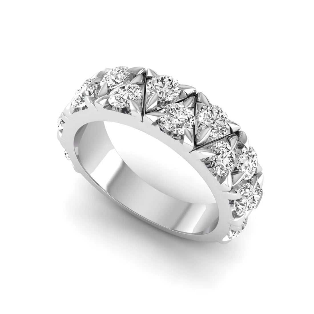 OctaPearl Double Row Stackable Lab Grown Diamond Half Eternity Wedding Band