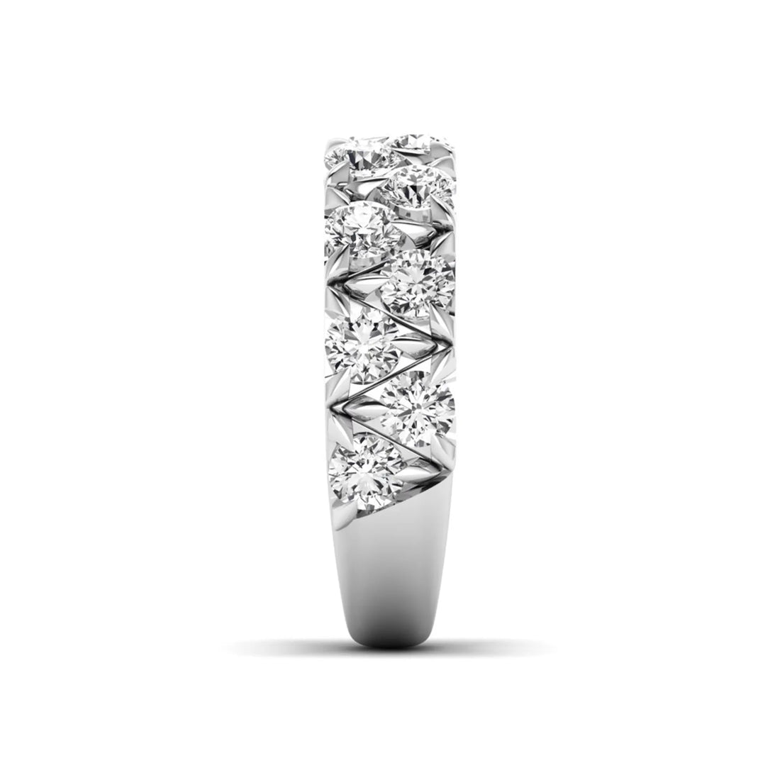 OctaPearl Double Row Stackable Lab Grown Diamond Half Eternity Wedding Band
