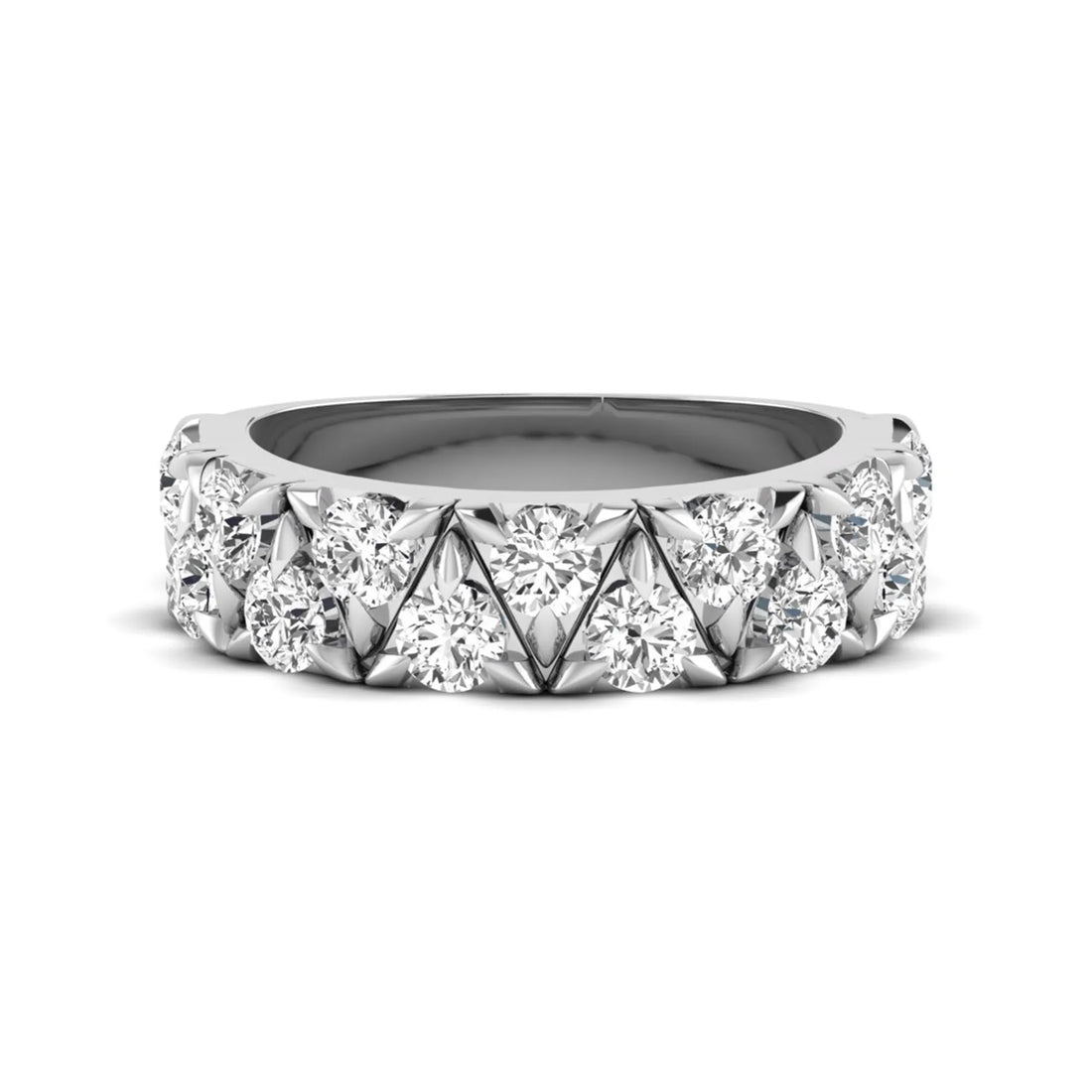 OctaPearl Double Row Stackable Lab Grown Diamond Half Eternity Wedding Band