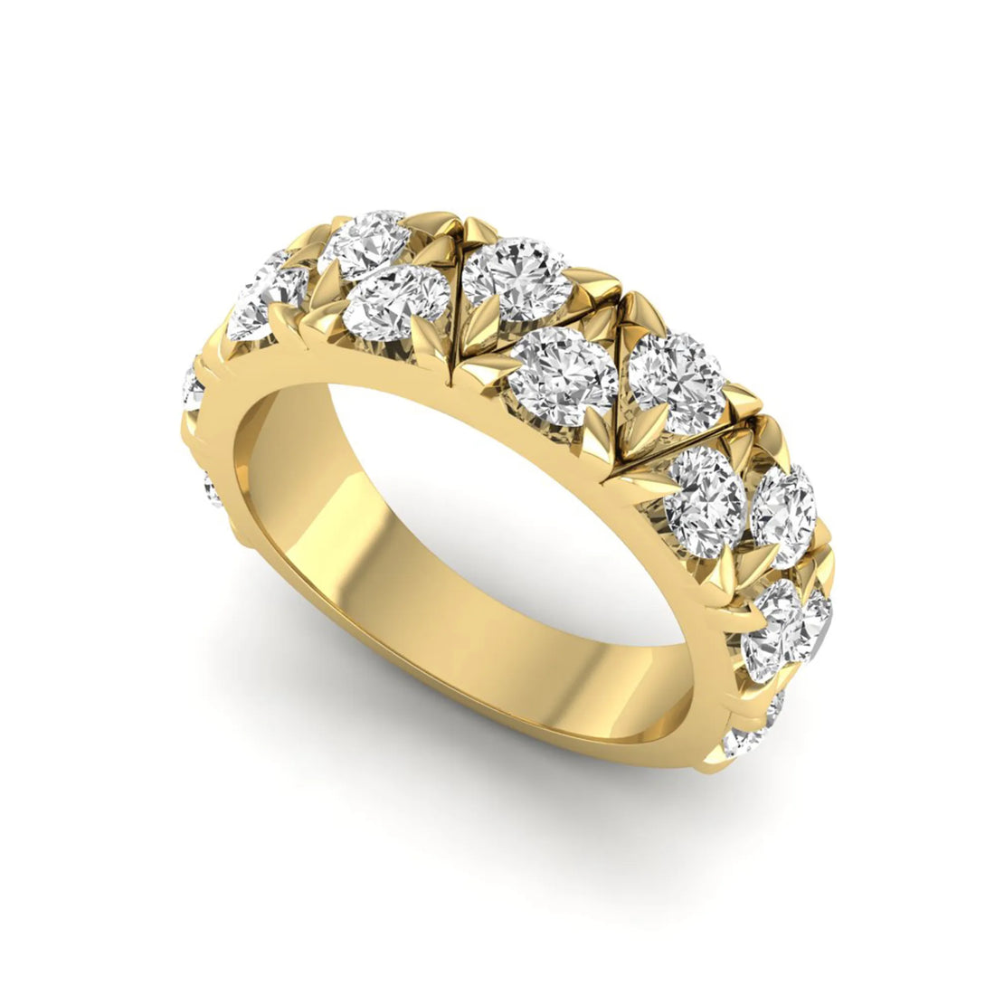 OctaPearl Double Row Stackable Lab Grown Diamond Half Eternity Wedding Band