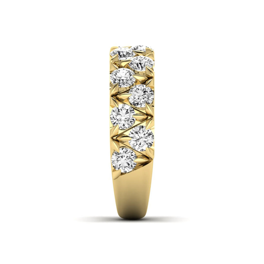 OctaPearl Double Row Stackable Lab Grown Diamond Half Eternity Wedding Band