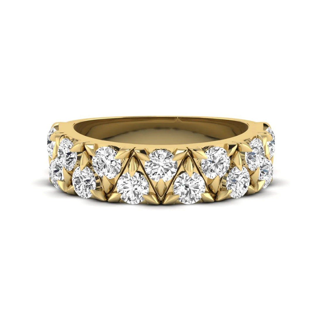 OctaPearl Double Row Stackable Lab Grown Diamond Half Eternity Wedding Band