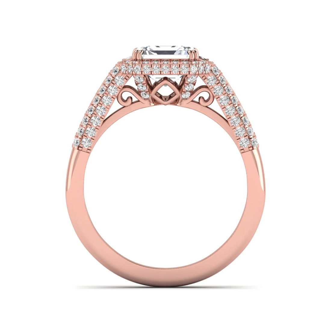 OctaPearl 2 ct Asscher Cut Lab Grown Diamond Halo Engagement Ring