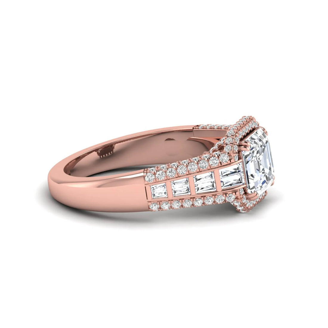 OctaPearl 2 ct Asscher Cut Lab Grown Diamond Halo Engagement Ring
