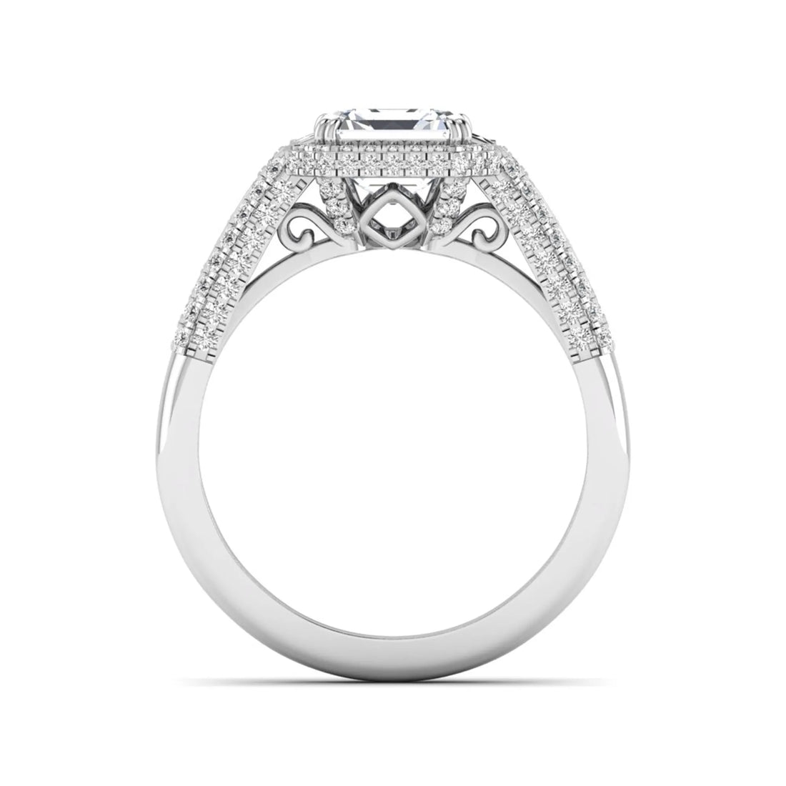 OctaPearl 2 ct Asscher Cut Lab Grown Diamond Halo Engagement Ring