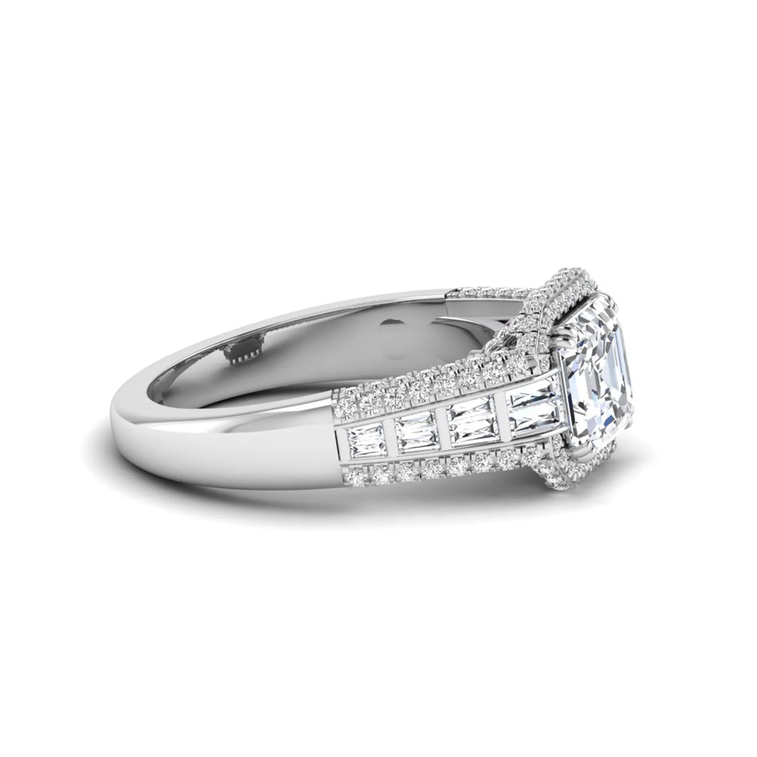 OctaPearl 2 ct Asscher Cut Lab Grown Diamond Halo Engagement Ring