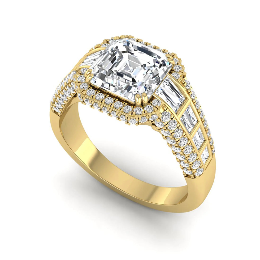 OctaPearl 2 ct Asscher Cut Lab Grown Diamond Halo Engagement Ring