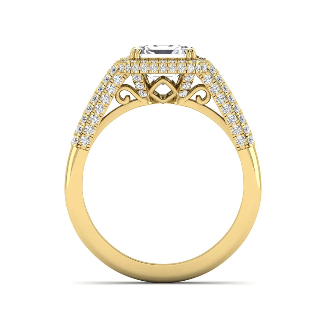 OctaPearl 2 ct Asscher Cut Lab Grown Diamond Halo Engagement Ring
