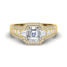 OctaPearl 2 ct Asscher Cut Lab Grown Diamond Halo Engagement Ring