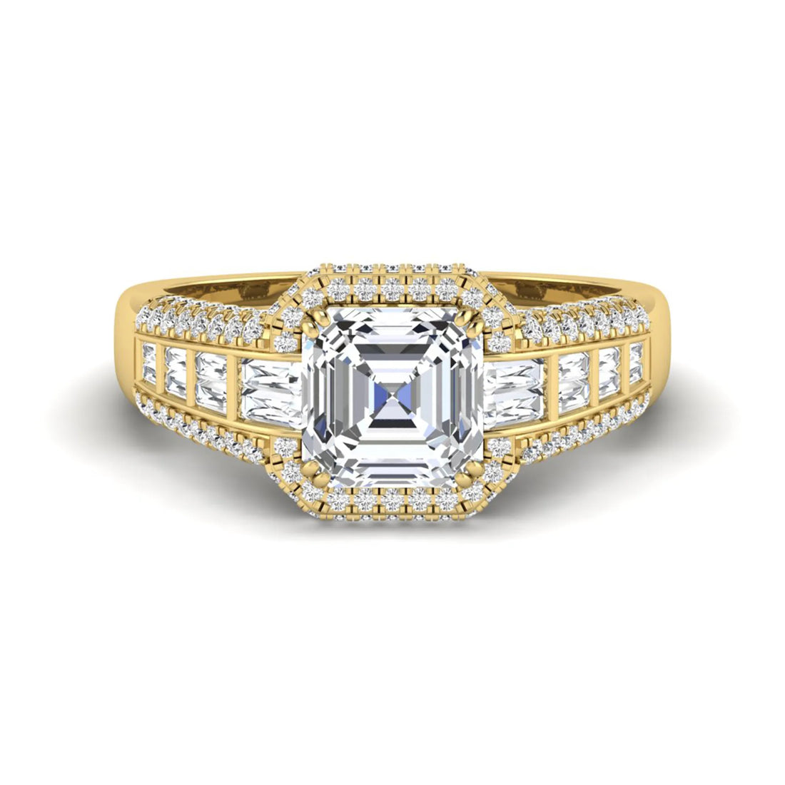 OctaPearl 2 ct Asscher Cut Lab Grown Diamond Halo Engagement Ring