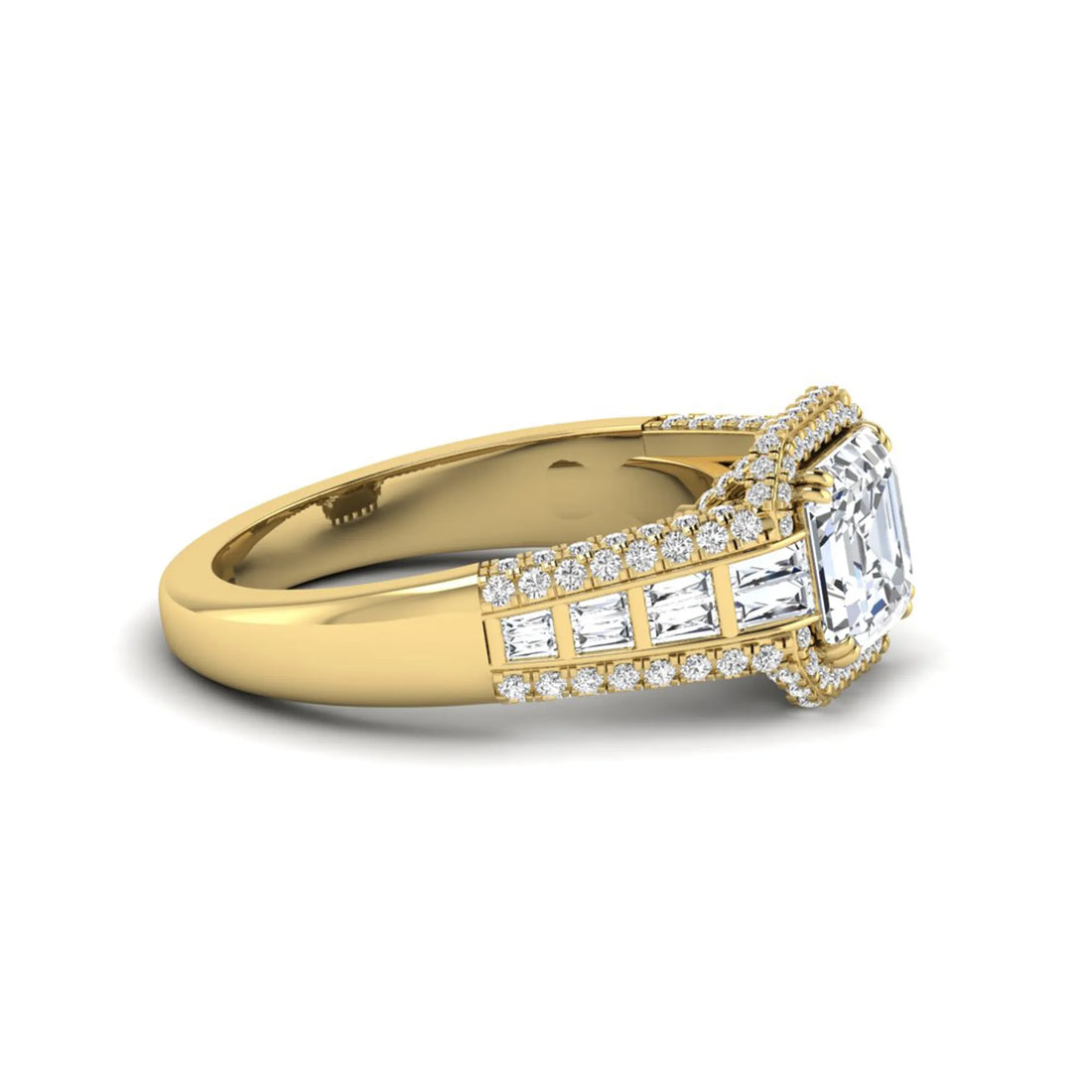 OctaPearl 2 ct Asscher Cut Lab Grown Diamond Halo Engagement Ring