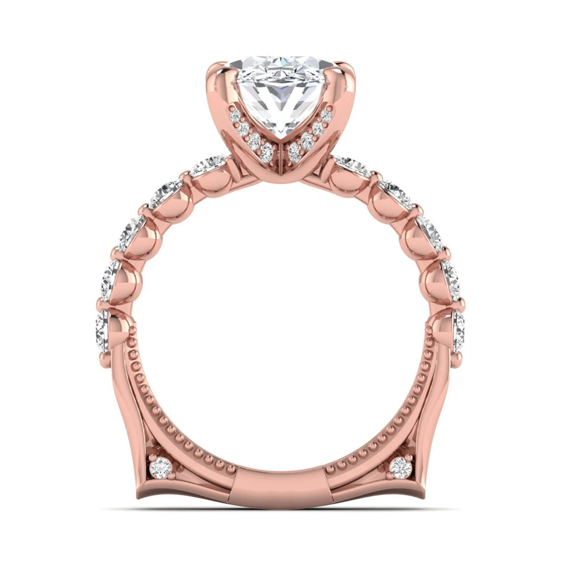 OctaPearl 3 ct Oval Four Prong Lab Grown Diamond Hidden Halo Engagement Ring