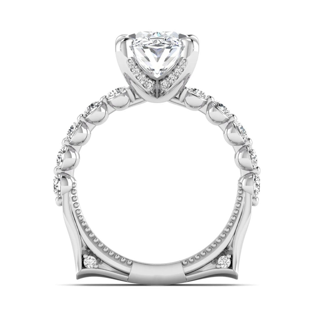 OctaPearl 3 ct Oval Four Prong Lab Grown Diamond Hidden Halo Engagement Ring