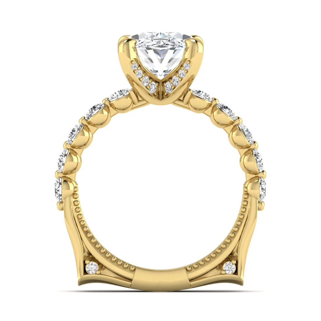 OctaPearl 3 ct Oval Four Prong Lab Grown Diamond Hidden Halo Engagement Ring
