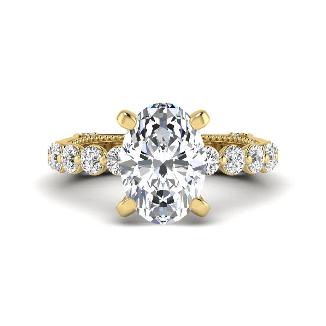 OctaPearl 3 ct Oval Four Prong Lab Grown Diamond Hidden Halo Engagement Ring