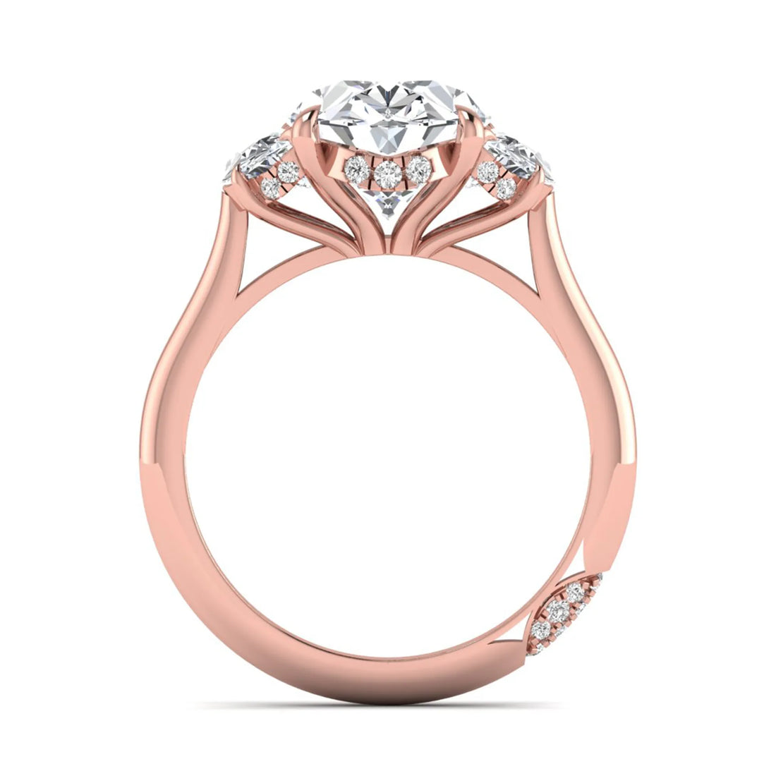 OctaPearl 4 ct Oval Cut Lab Grown Diamond Three Stone Engagement Ring