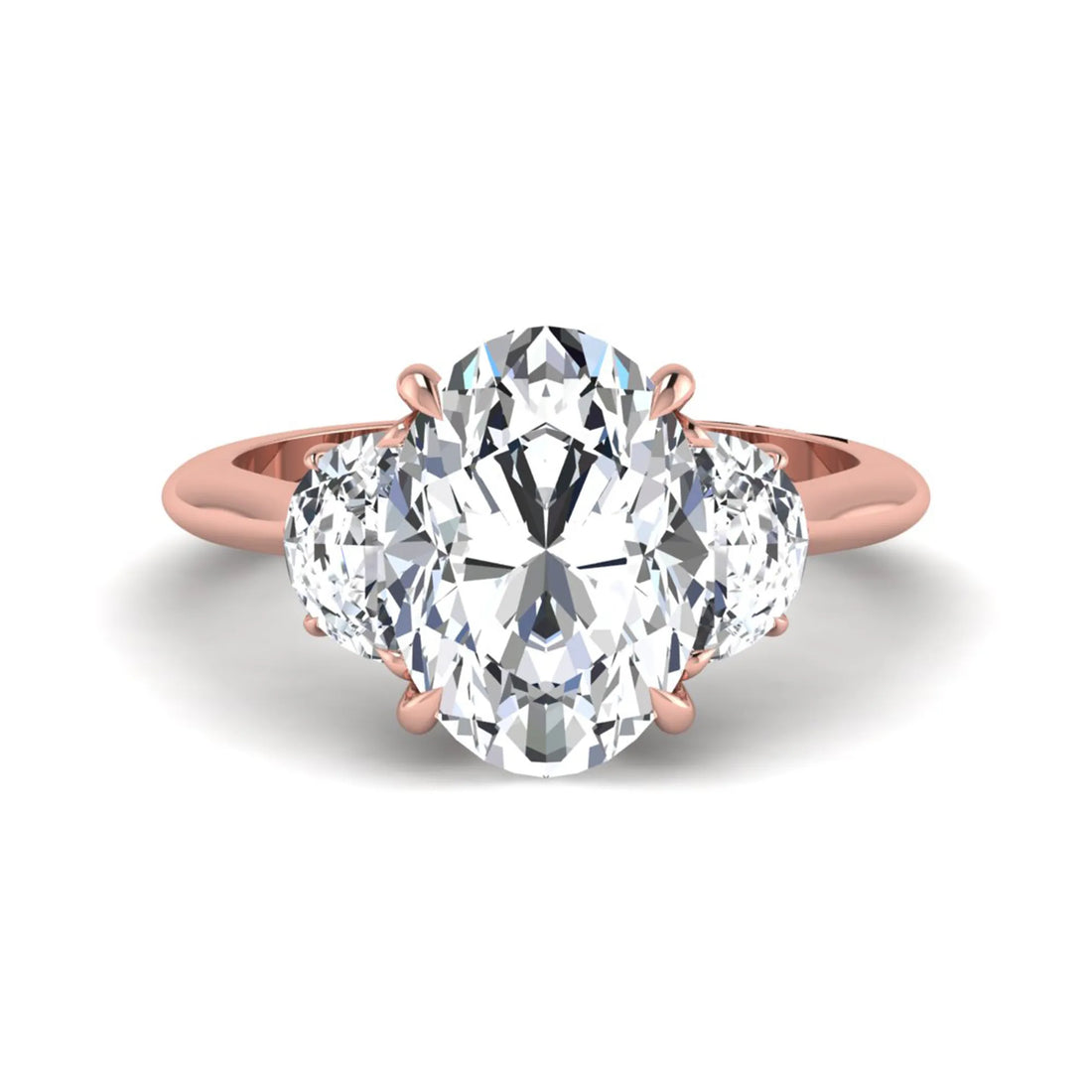 OctaPearl 4 ct Oval Cut Lab Grown Diamond Three Stone Engagement Ring