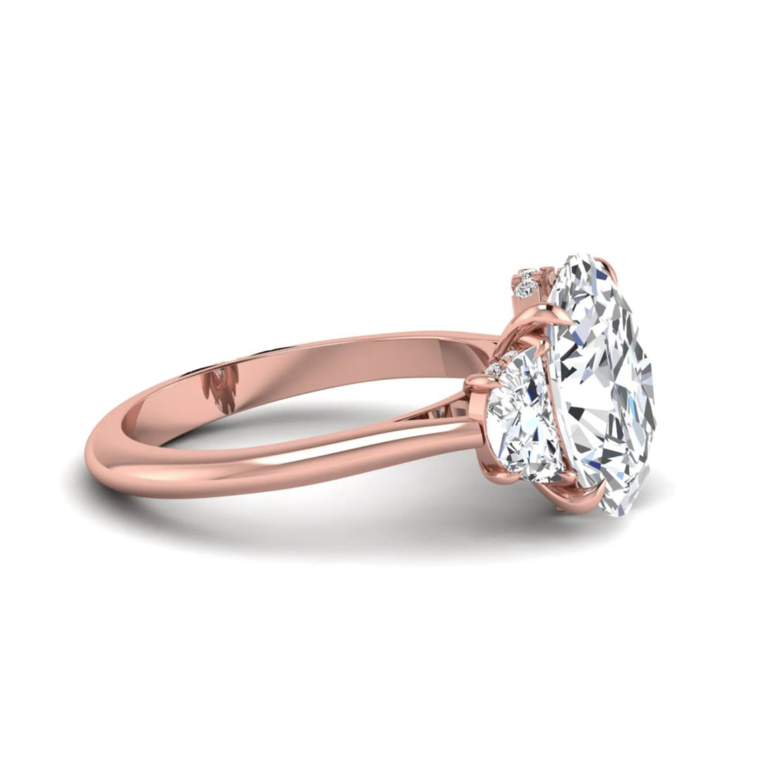 OctaPearl 4 ct Oval Cut Lab Grown Diamond Three Stone Engagement Ring