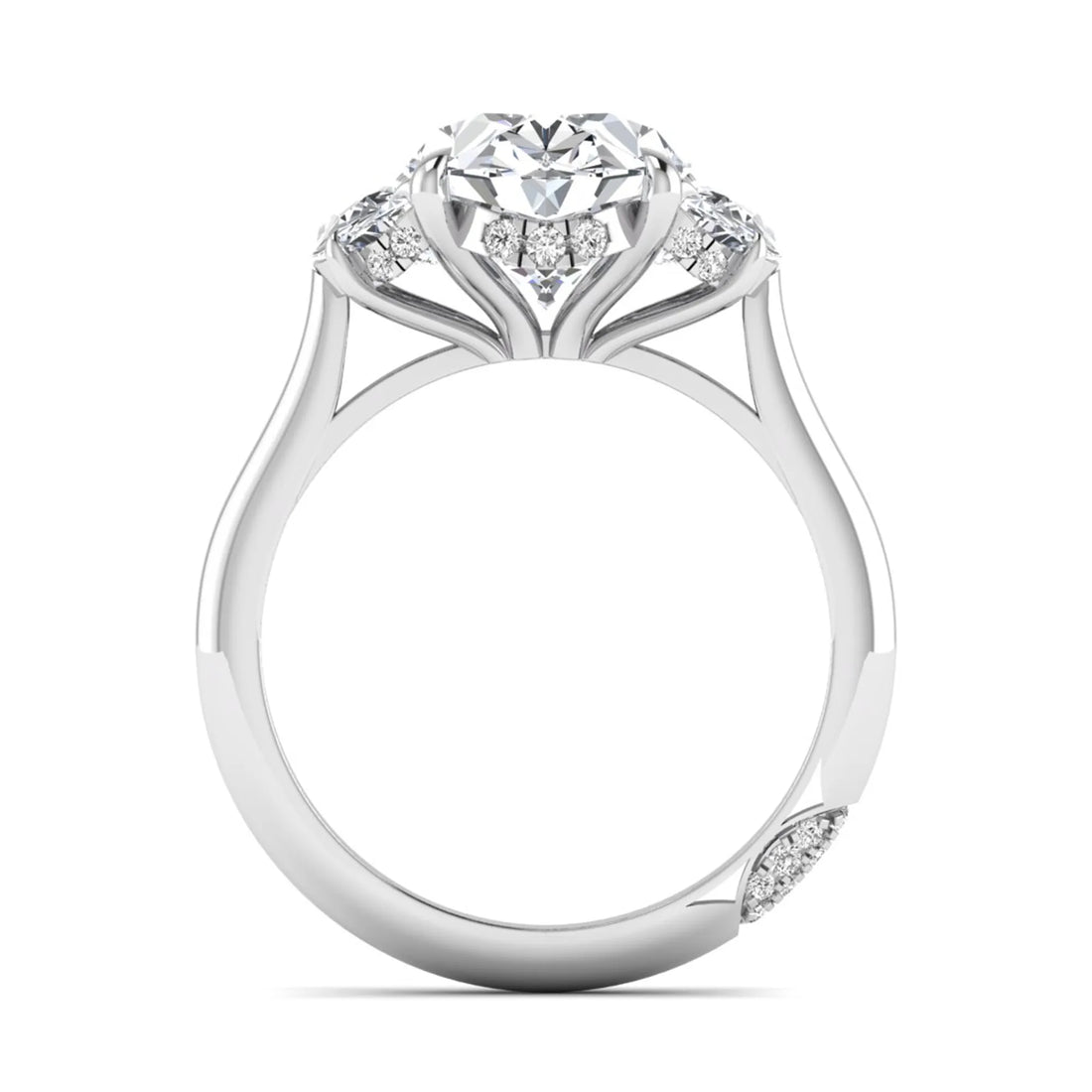 OctaPearl 4 ct Oval Cut Lab Grown Diamond Three Stone Engagement Ring