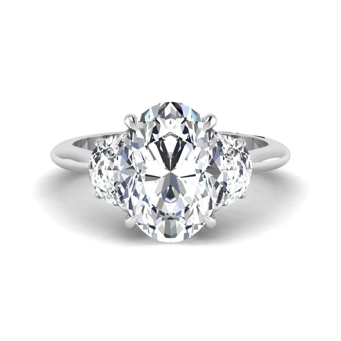 OctaPearl 4 ct Oval Cut Lab Grown Diamond Three Stone Engagement Ring