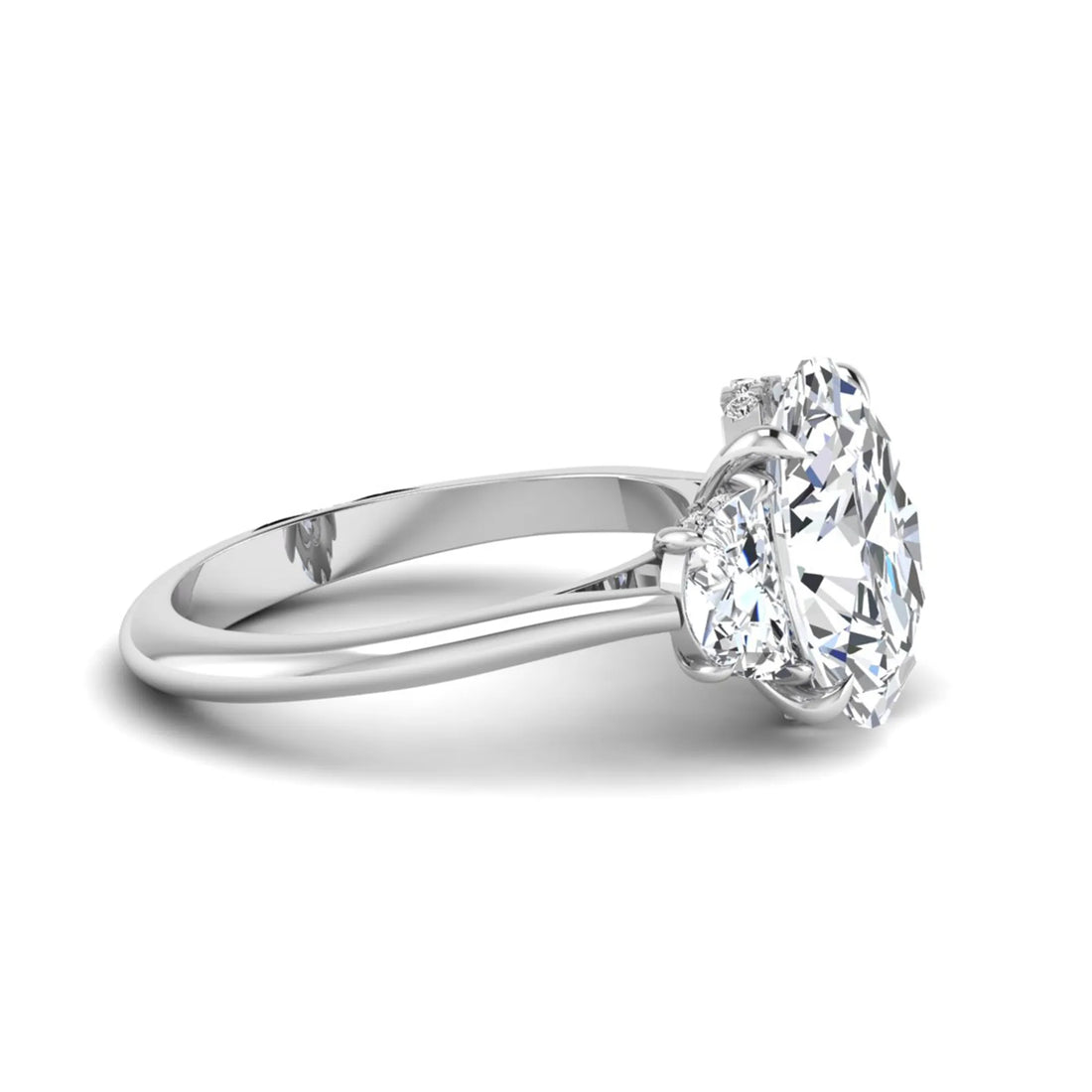 OctaPearl 4 ct Oval Cut Lab Grown Diamond Three Stone Engagement Ring