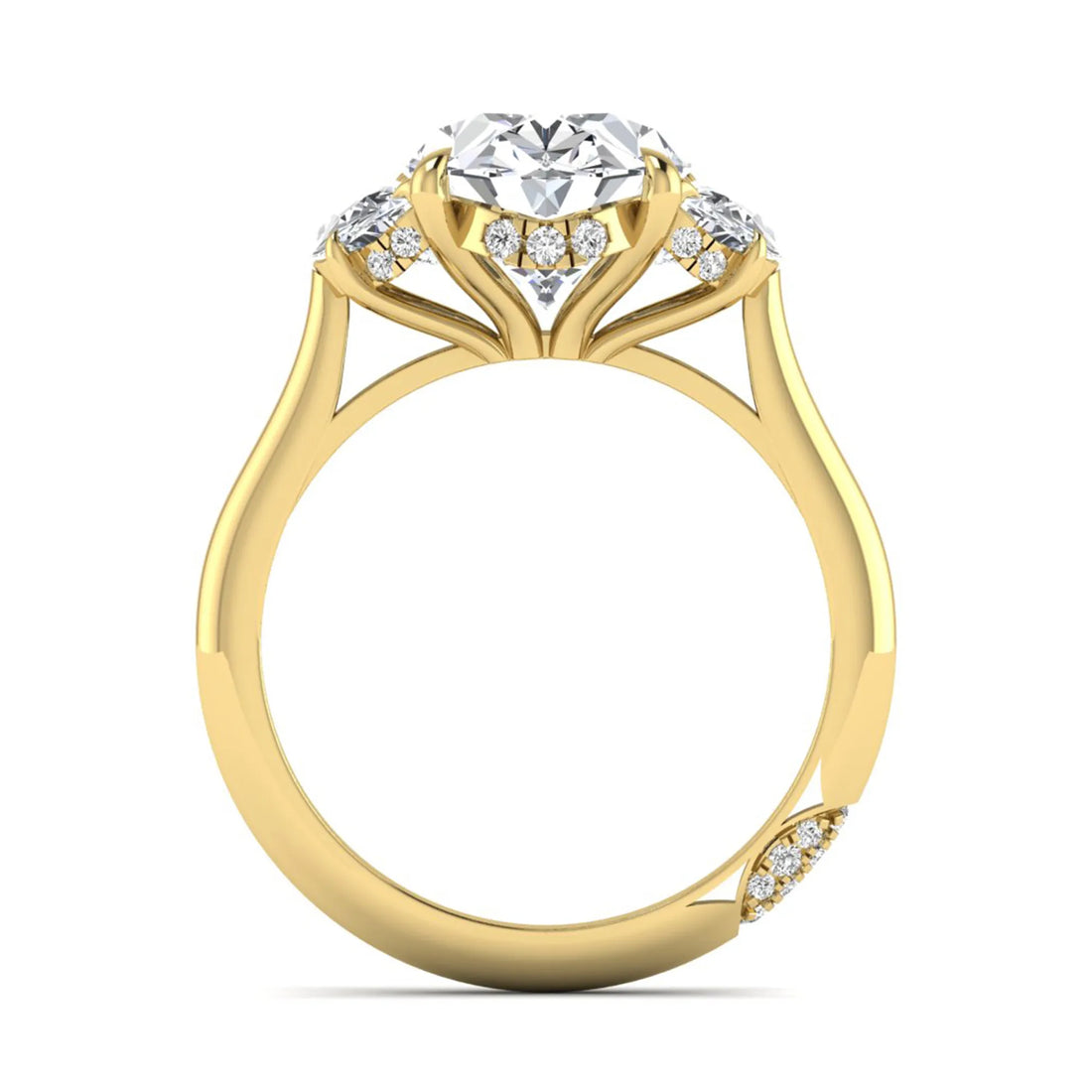 OctaPearl 4 ct Oval Cut Lab Grown Diamond Three Stone Engagement Ring