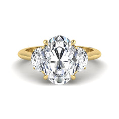 OctaPearl 4 ct Oval Cut Lab Grown Diamond Three Stone Engagement Ring