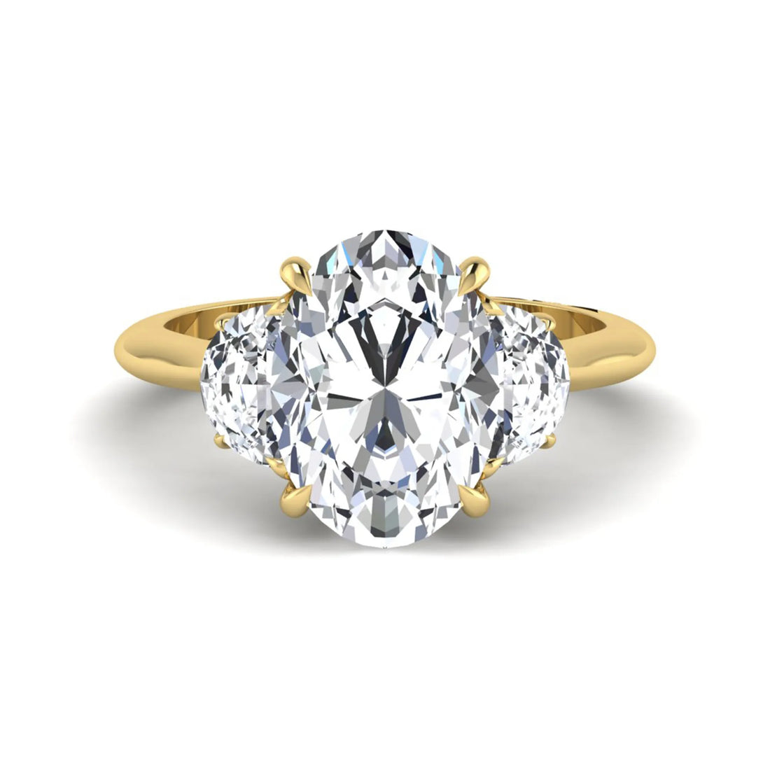 OctaPearl 4 ct Oval Cut Lab Grown Diamond Three Stone Engagement Ring
