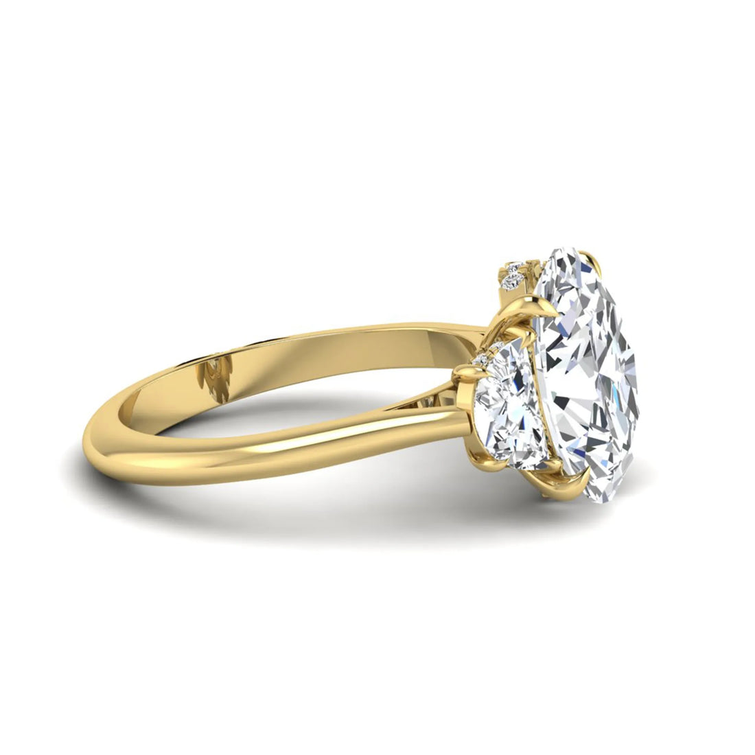OctaPearl 4 ct Oval Cut Lab Grown Diamond Three Stone Engagement Ring