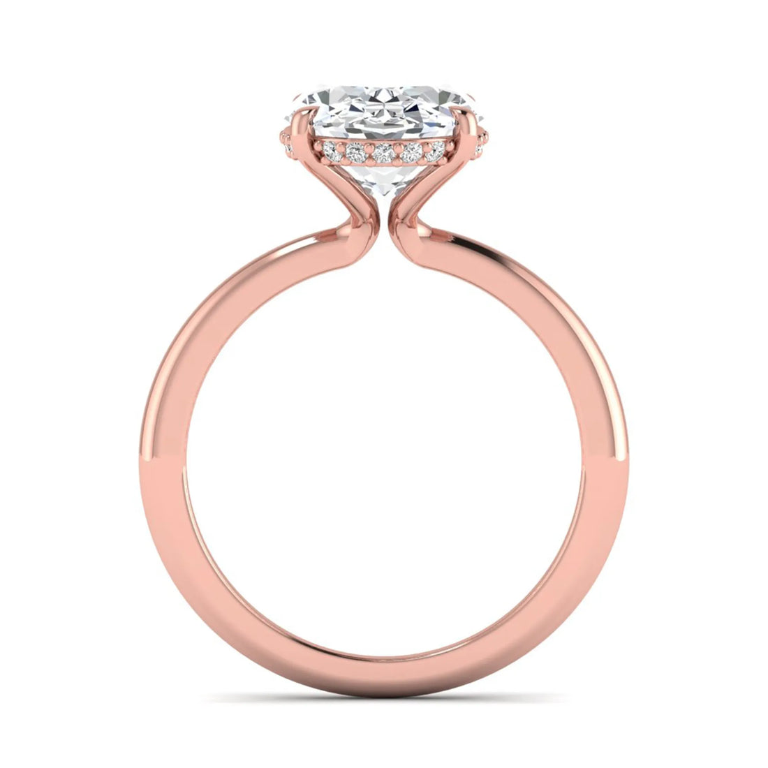 OctaPearl 4 ct Oval Lab Grown Diamond Hidden Halo Engagement Ring