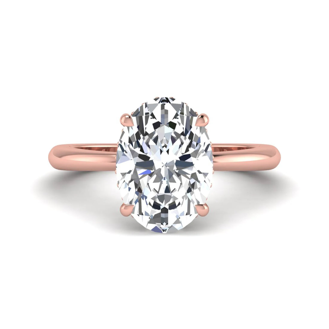 OctaPearl 4 ct Oval Lab Grown Diamond Hidden Halo Engagement Ring