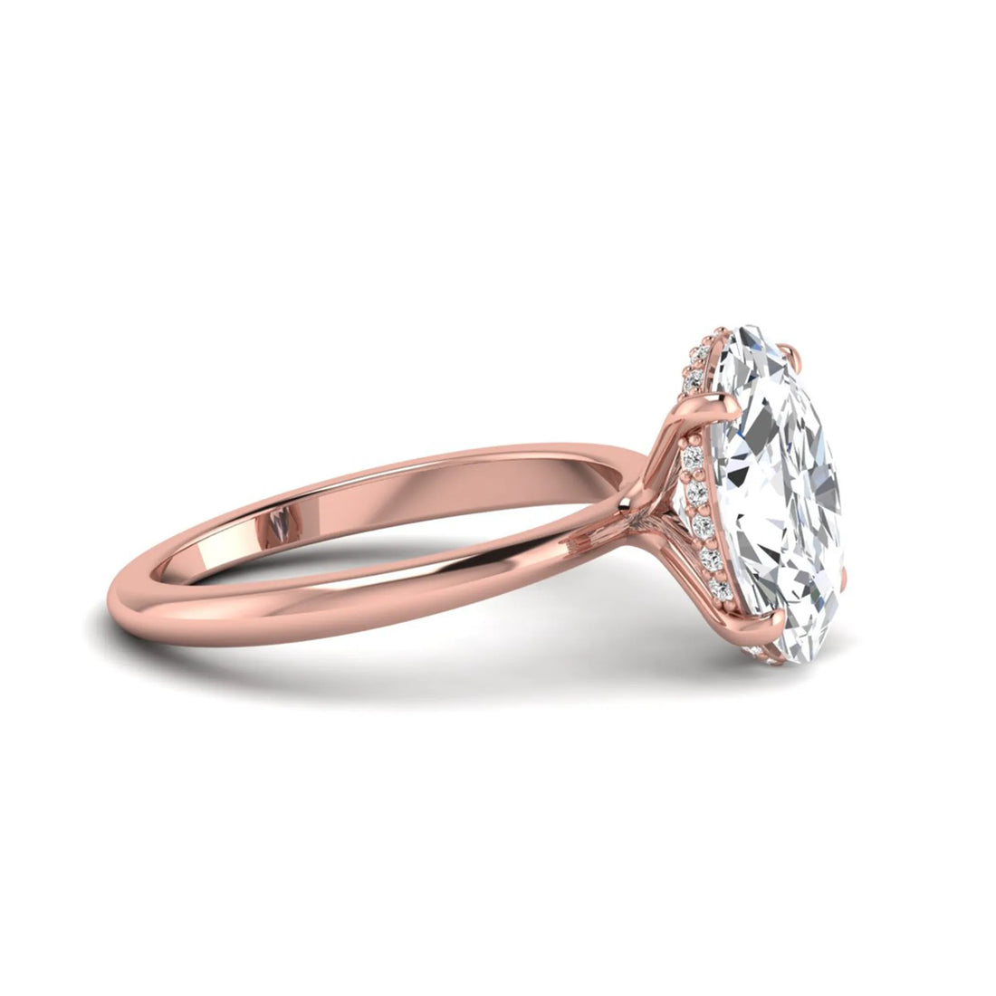 OctaPearl 4 ct Oval Lab Grown Diamond Hidden Halo Engagement Ring