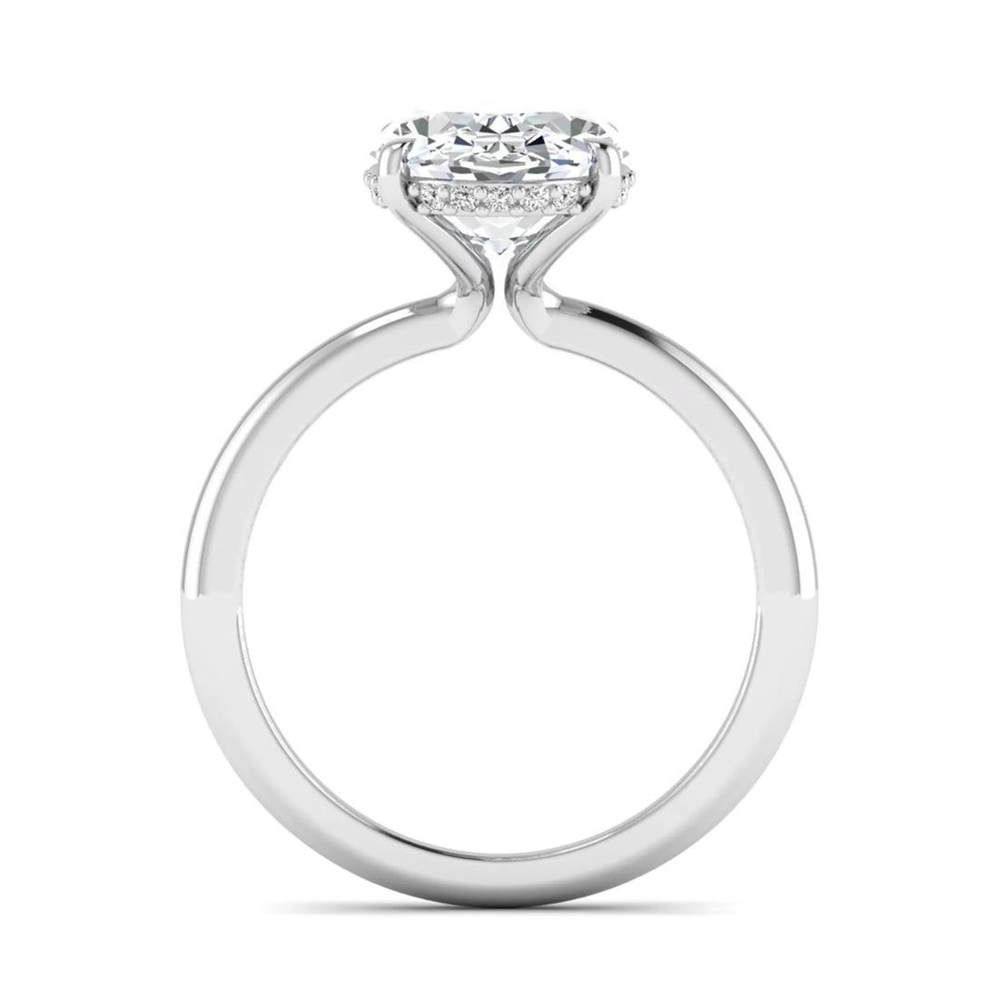 OctaPearl 4 ct Oval Lab Grown Diamond Hidden Halo Engagement Ring