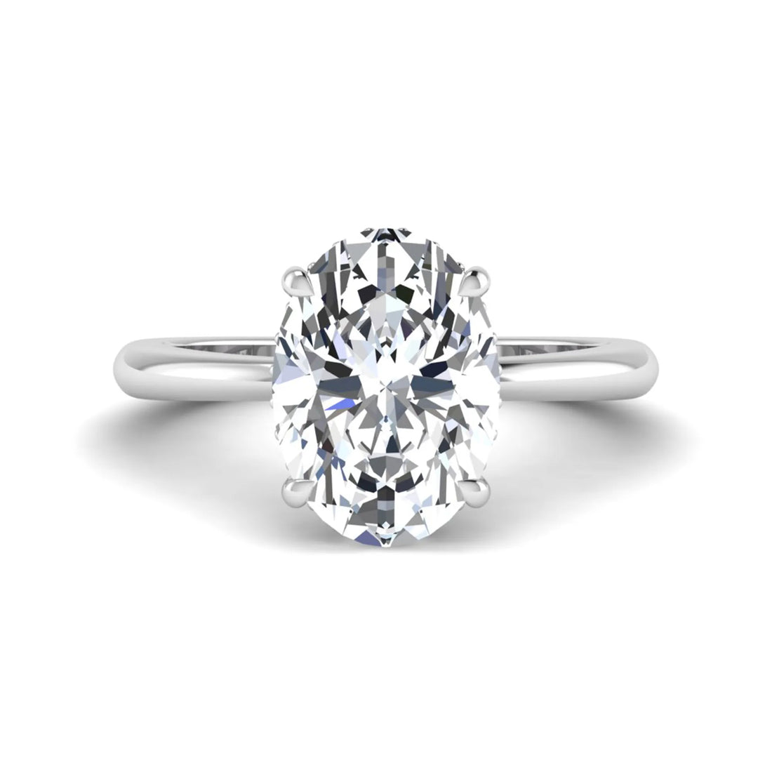 OctaPearl 4 ct Oval Lab Grown Diamond Hidden Halo Engagement Ring