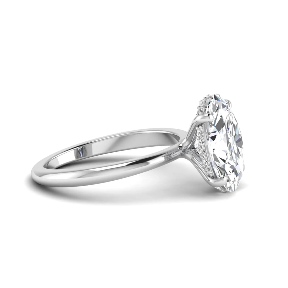 OctaPearl 4 ct Oval Lab Grown Diamond Hidden Halo Engagement Ring