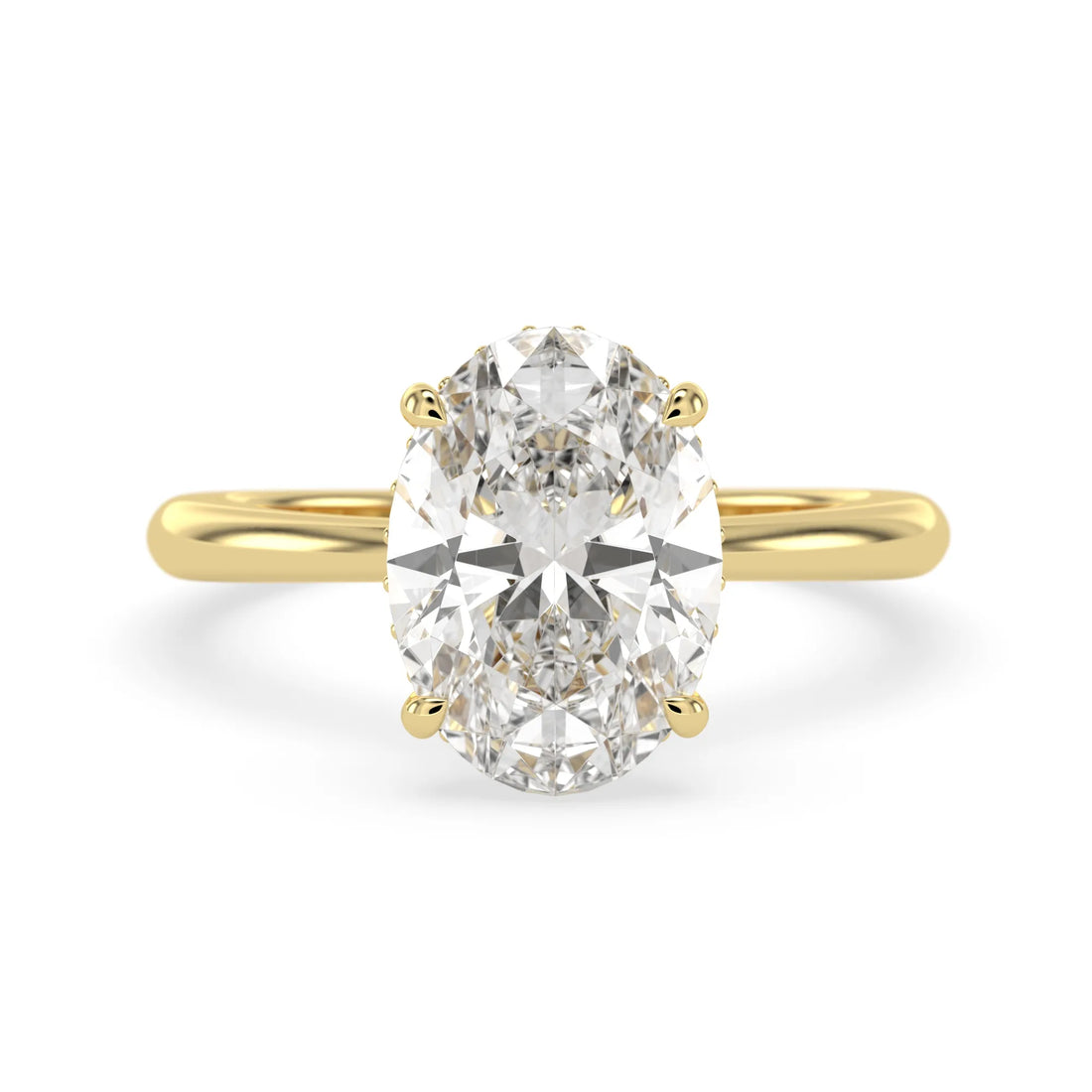 OctaPearl 4 ct Oval Lab Grown Diamond Hidden Halo Engagement Ring