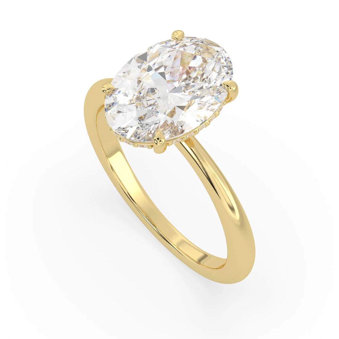 OctaPearl 4 ct Oval Lab Grown Diamond Hidden Halo Engagement Ring