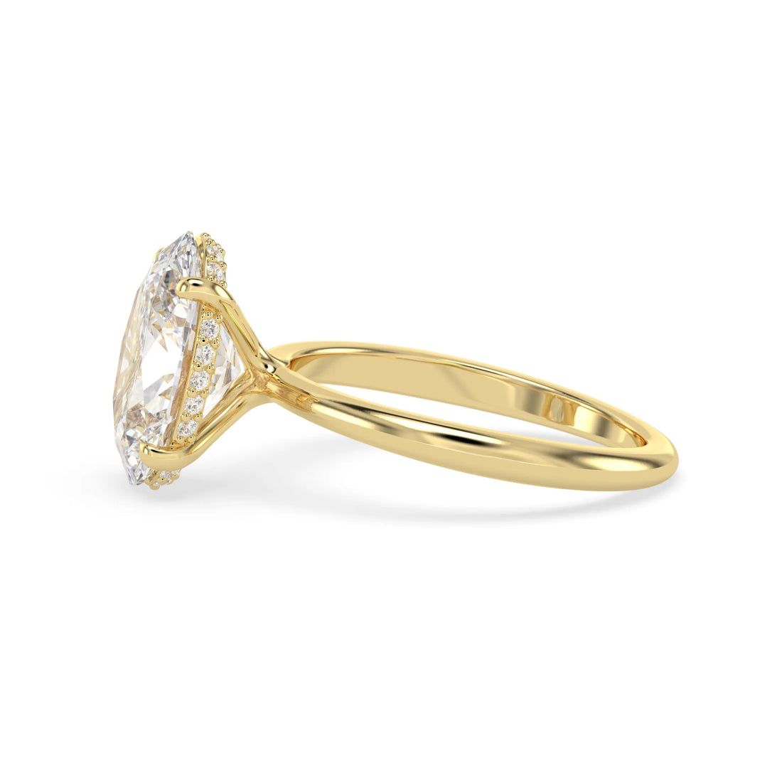 OctaPearl 4 ct Oval Lab Grown Diamond Hidden Halo Engagement Ring