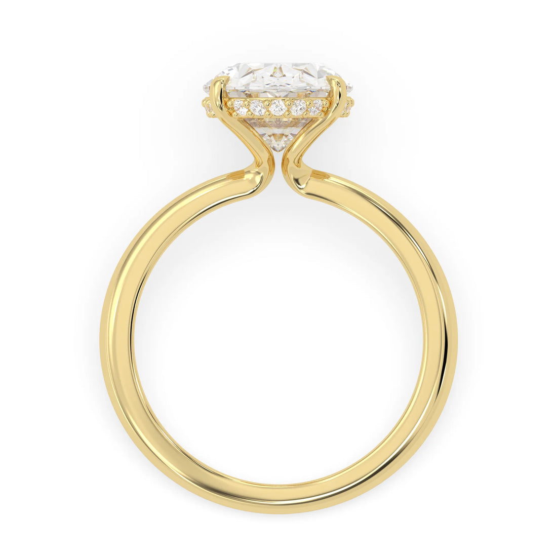 OctaPearl 4 ct Oval Lab Grown Diamond Hidden Halo Engagement Ring