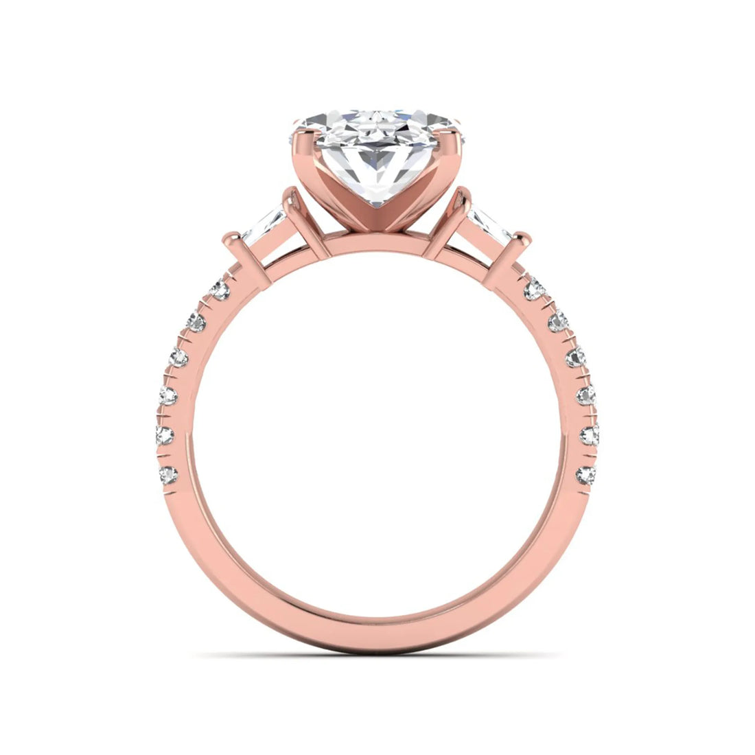 OctaPearl 4 ct Oval Cut Lab Grown Diamond Accent Engagement Ring